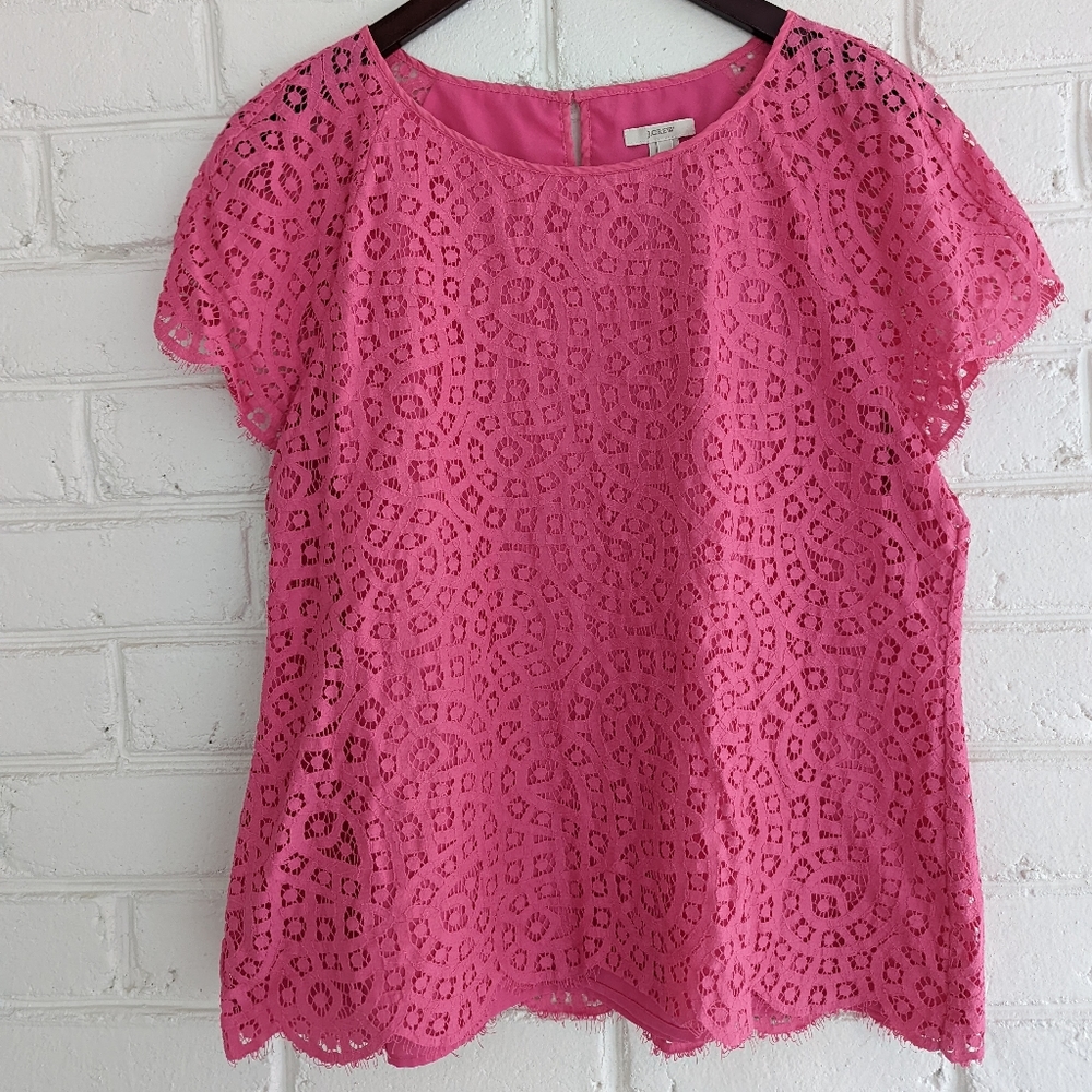 J Crew cap-sleeve eyelet Pink Top